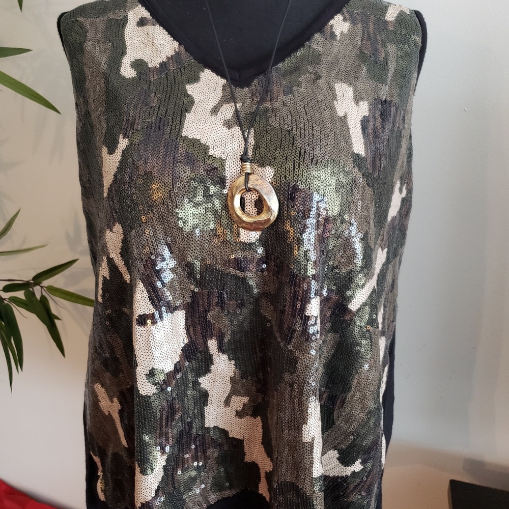 Camo sequin tank top.